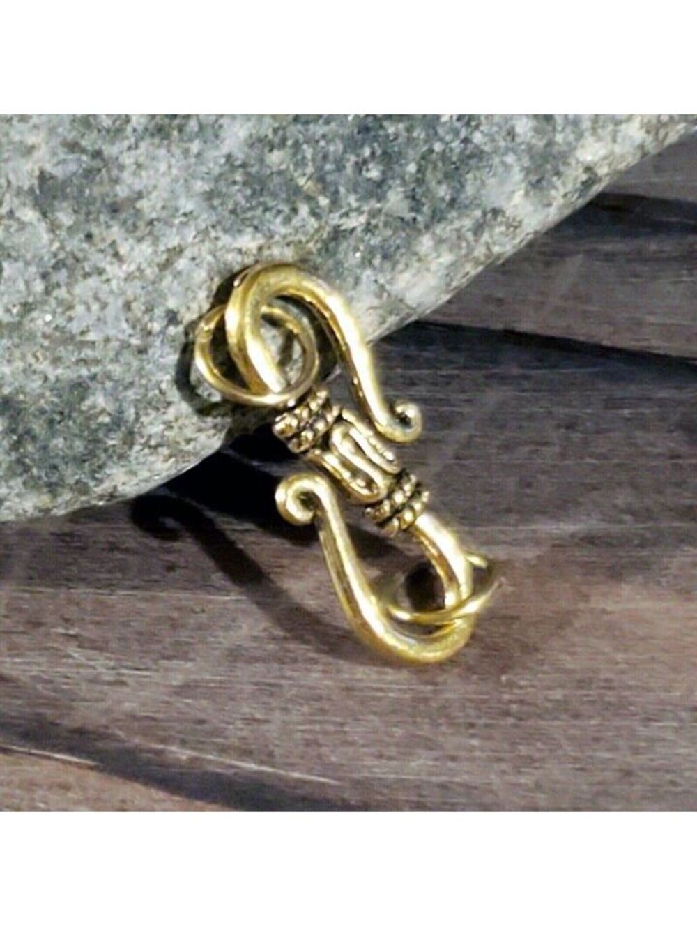 Antiqued Gold Plated Pewter Fancy Rope S-Hook Clasp Necklace Bracelet Finding